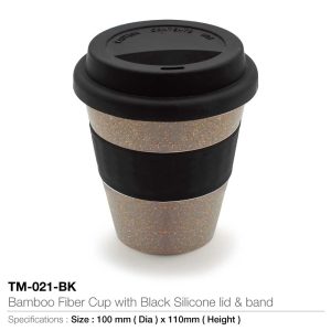 Bamboo Fiber Cups with Silicone Band TM-021-BK