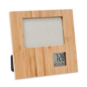 Bamboo Photo Frame with Time and Weather Display CLK-14-BM