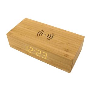 Bamboo Wireless Charger with Clock