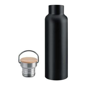 Black Stainless Steel Bamboo Flask TM-013-BK
