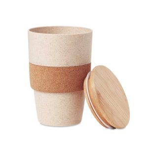 Eco-Friendly Wheat Straw Cup with Bamboo Lid TM-023-BM